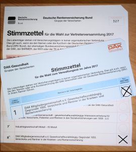 Wahlzettel der Sozialwahl 2017